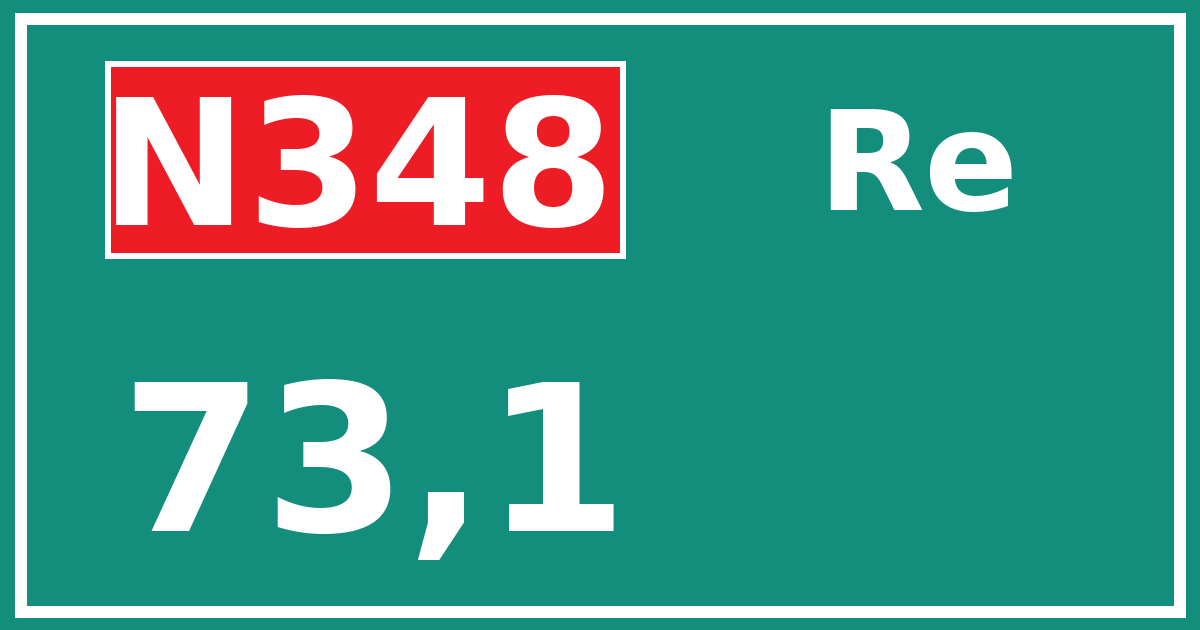 Hectometerbord N348 73,1 zijde Re