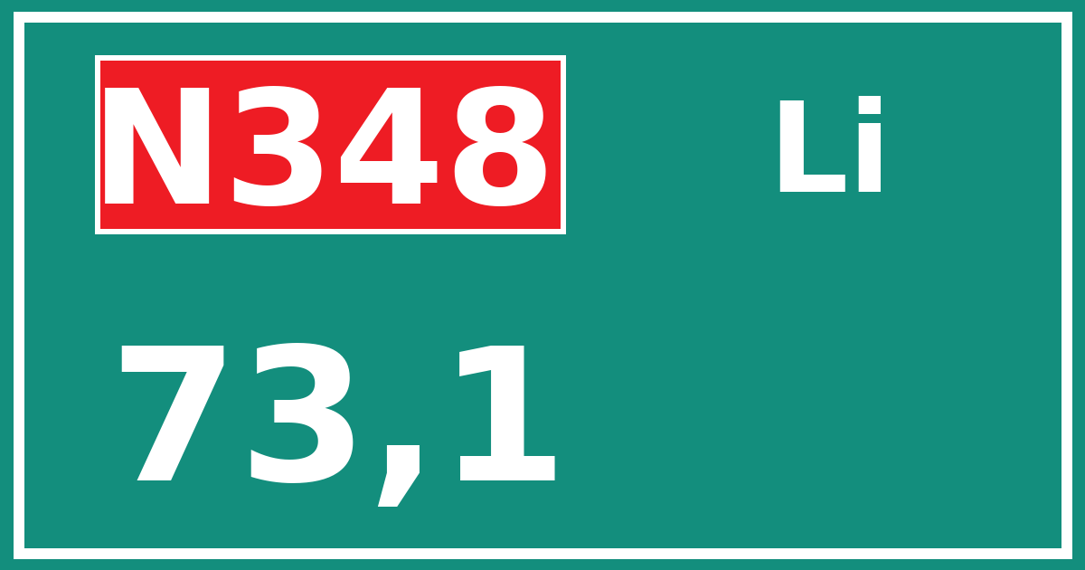 Hectometerbord N348 73,1 zijde Li
