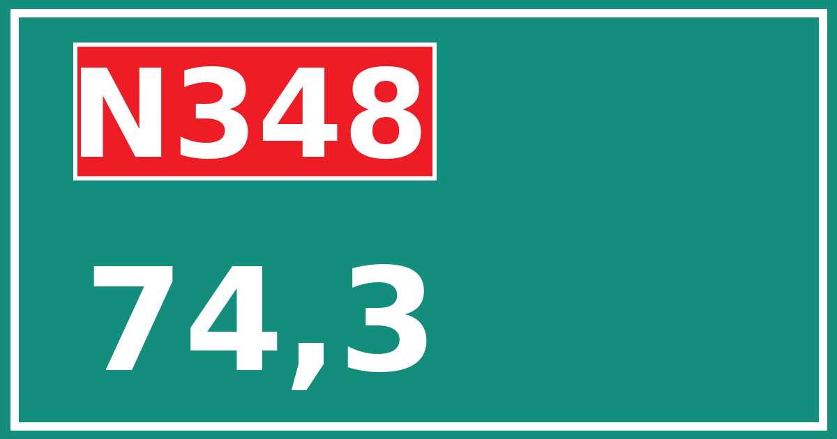Hectometerbord N348 74,3