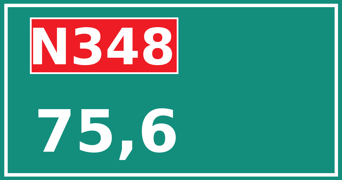 Hectometerbord N348 75,6