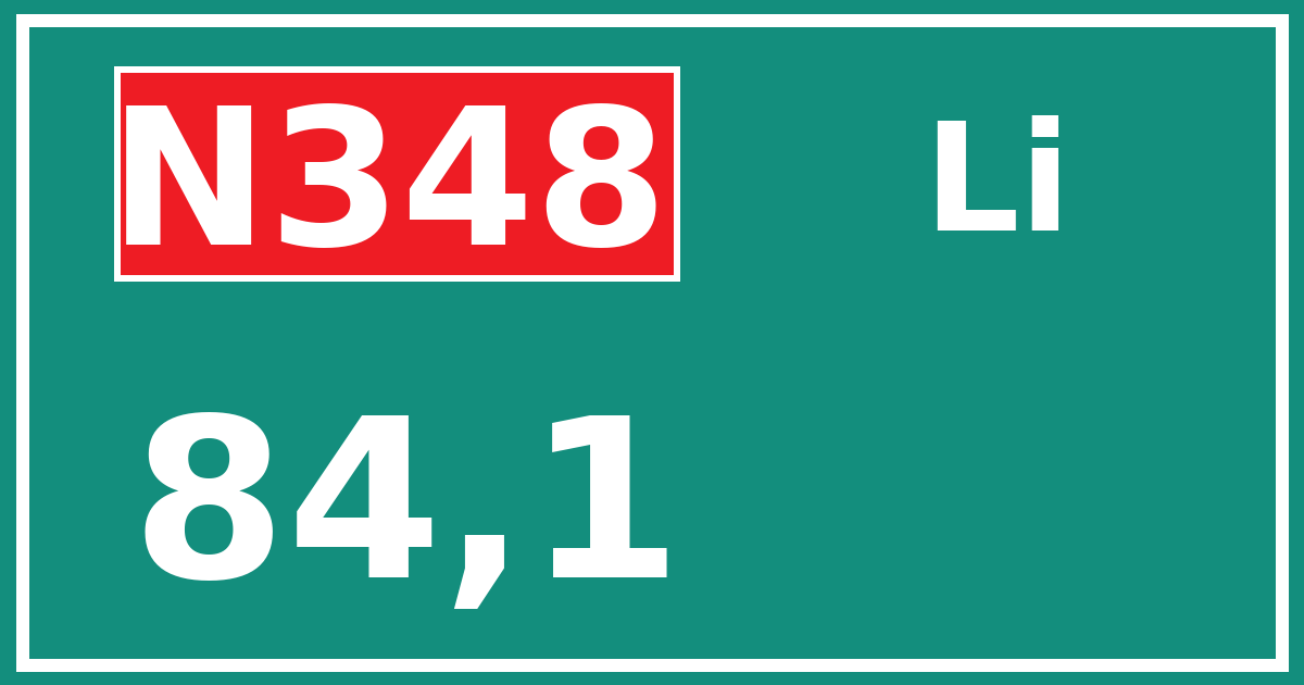 Hectometerbord N348 84,1 zijde Li
