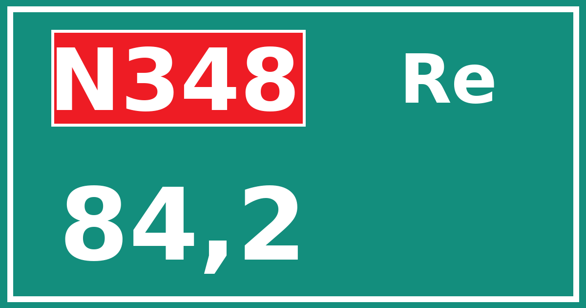 Hectometerbord N348 84,2 zijde Re