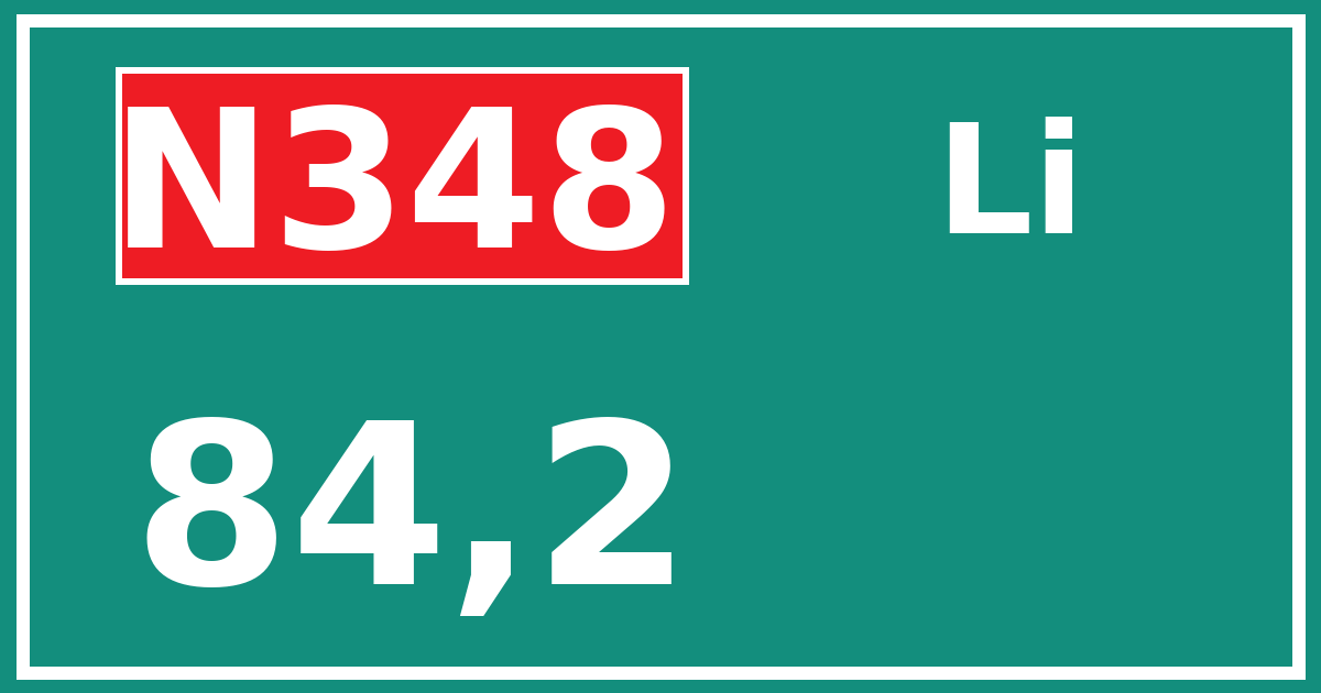 Hectometerbord N348 84,2 zijde Li