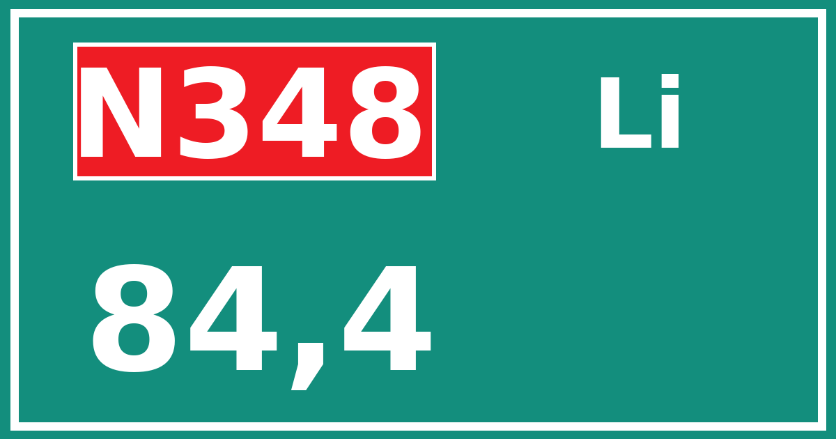 Hectometerbord N348 84,4 zijde Li