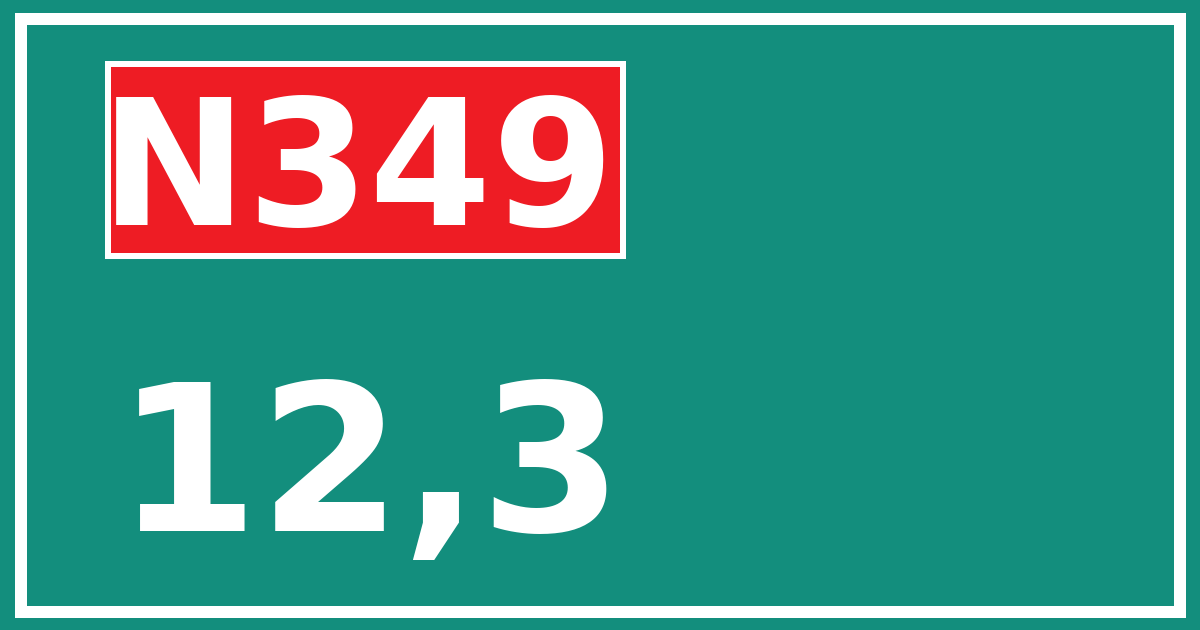 Hectometerbord N349 12,3