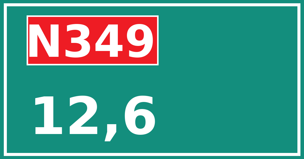 Hectometerbord N349 12,6