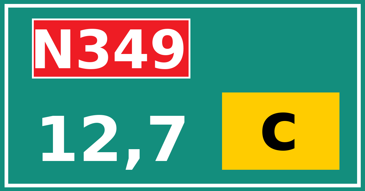 Hectometerbord N349 12,7 letter c