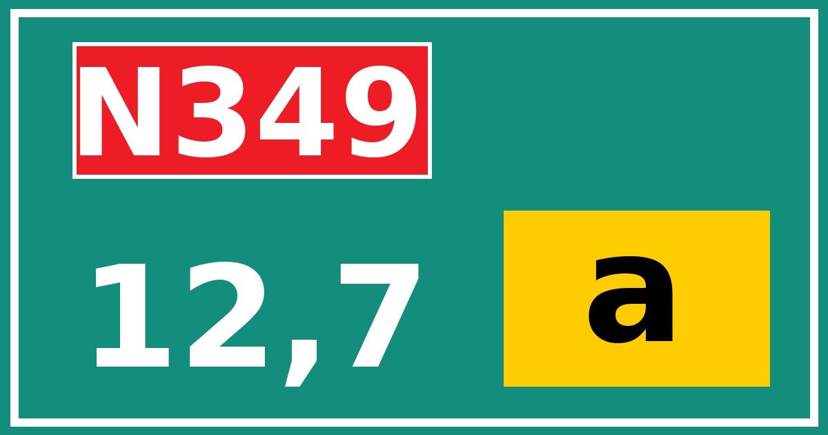 Hectometerbord N349 12,7 letter a