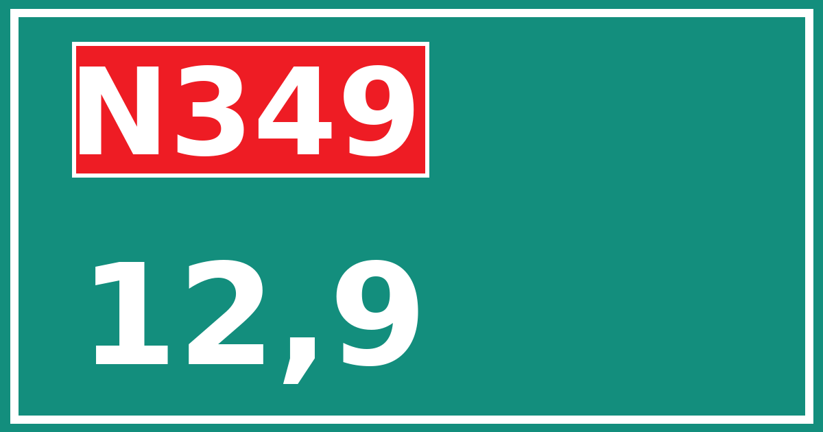 Hectometerbord N349 12,9