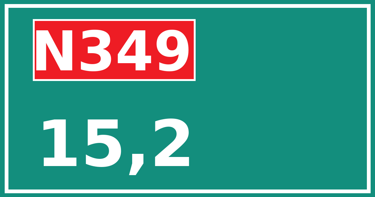 Hectometerbord N349 15,2