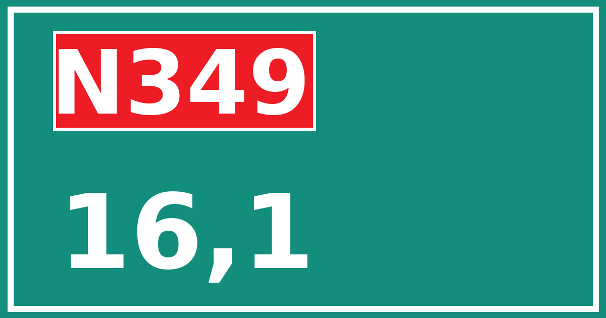 Hectometerbord N349 16,1