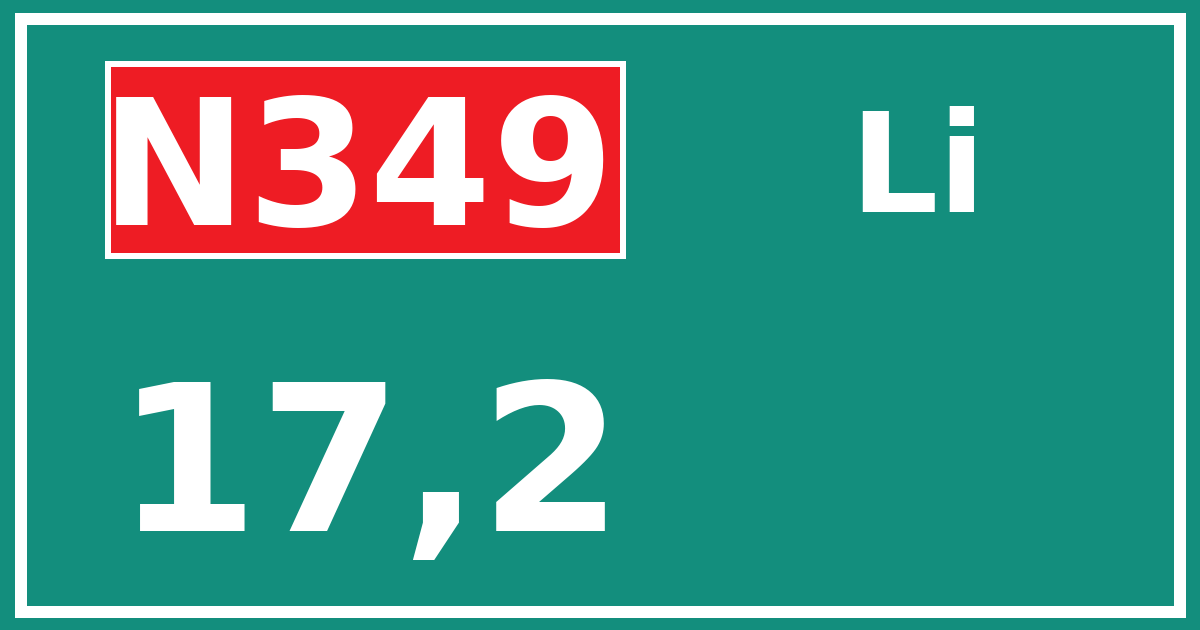 Hectometerbord N349 17,2 zijde Li