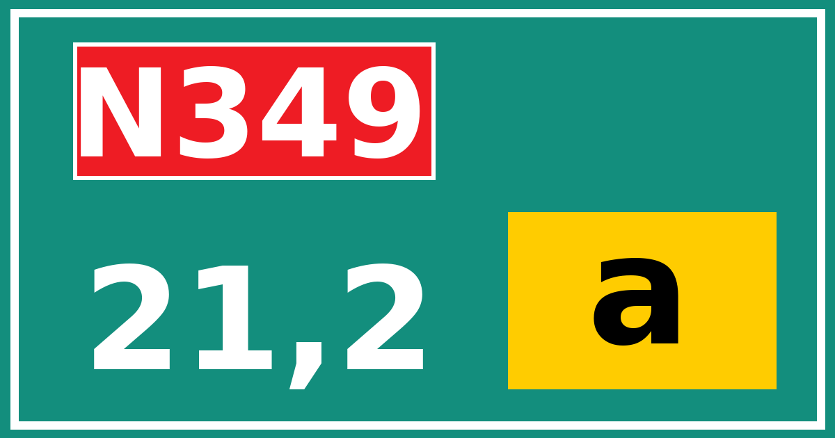 Hectometerbord N349 21,2 letter a