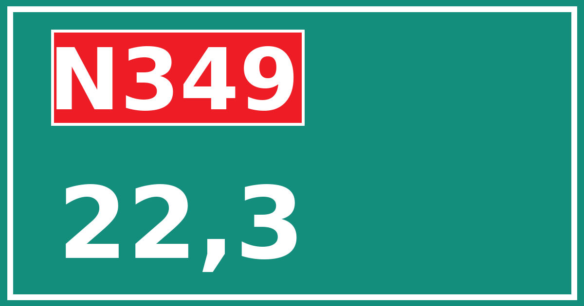 Hectometerbord N349 22,3