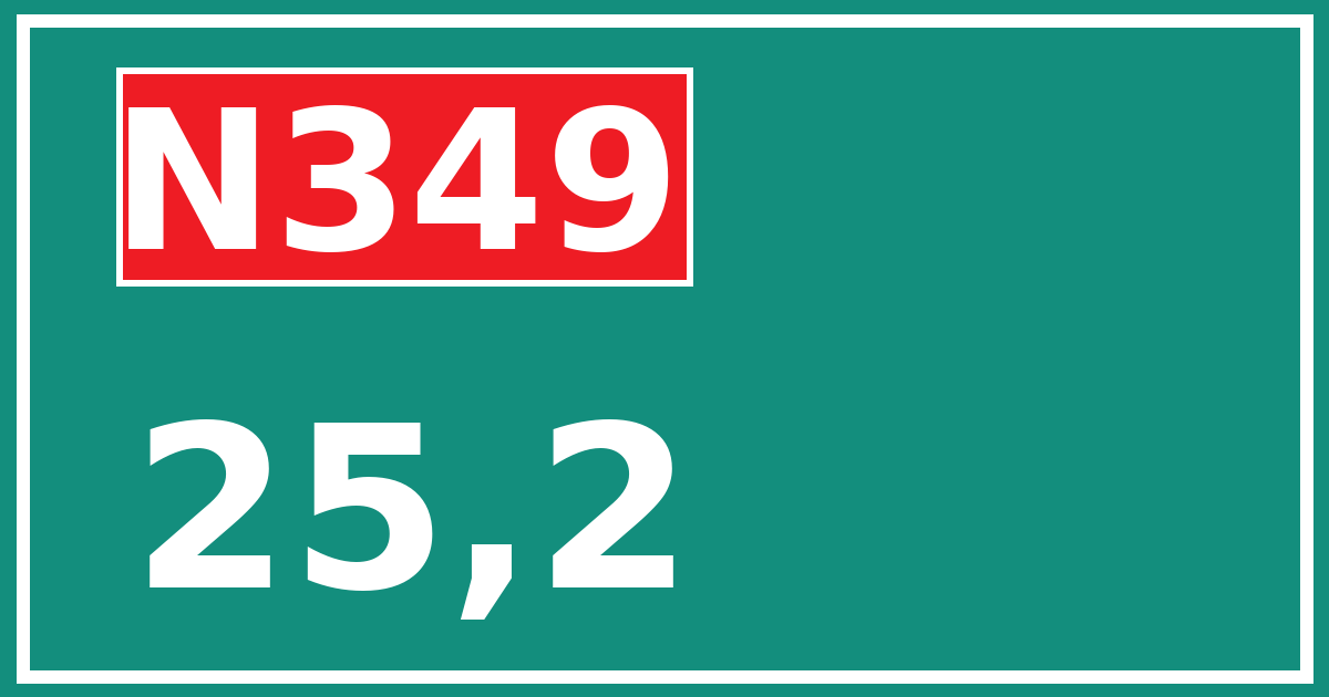 Hectometerbord N349 25,2