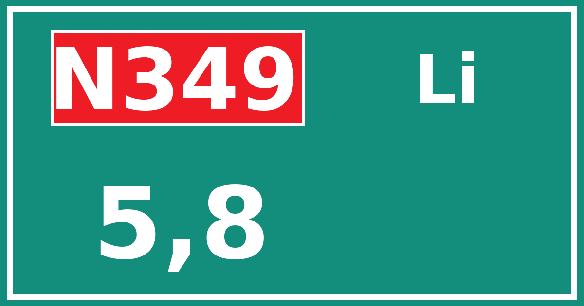 Hectometerbord N349 5,8 zijde Li