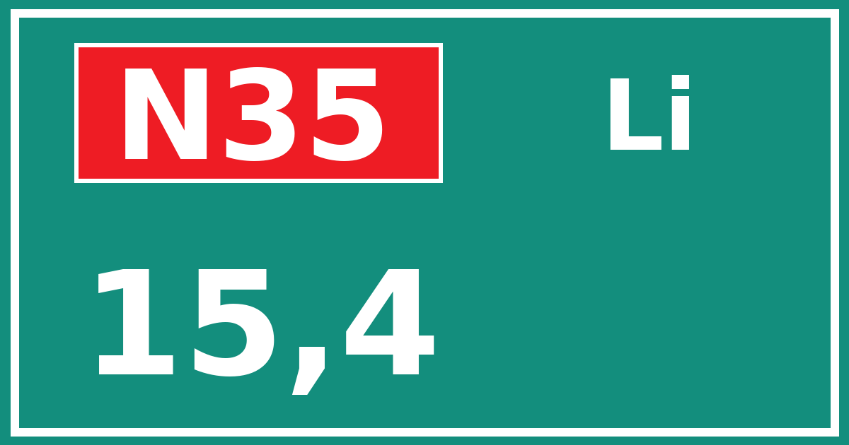 Hectometerbord N35 15,4 zijde Li