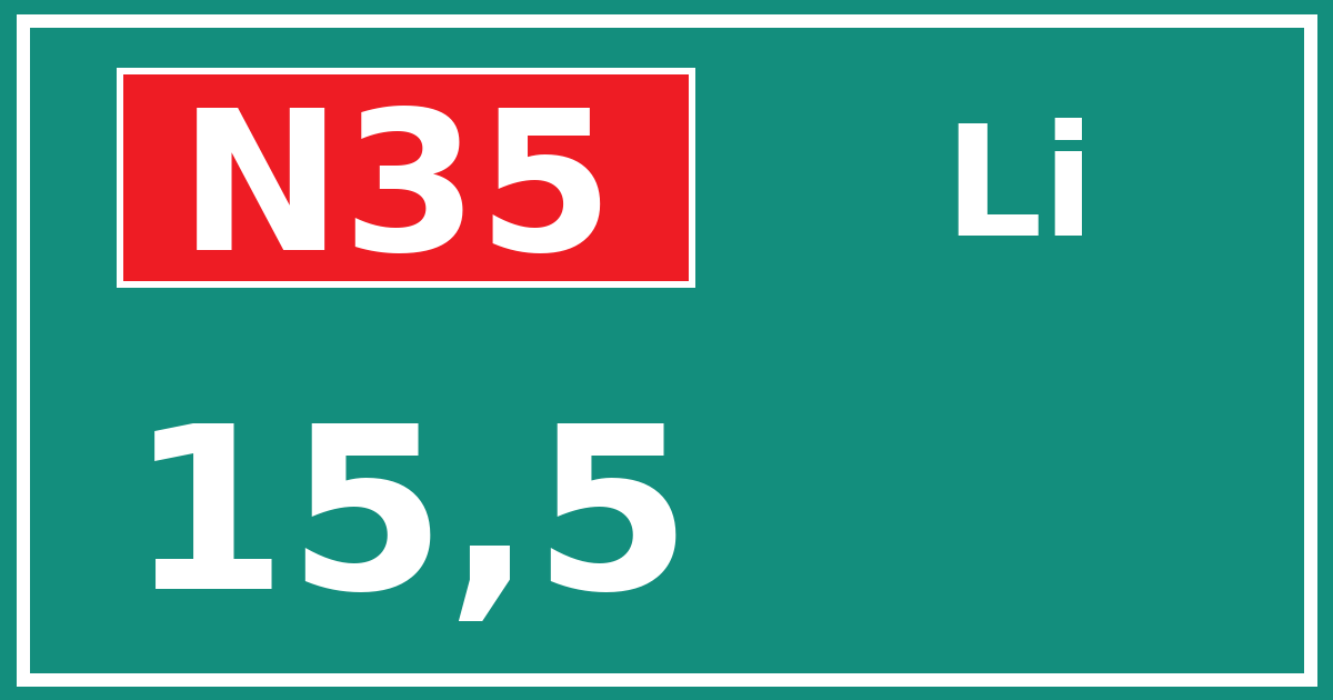Hectometerbord N35 15,5 zijde Li