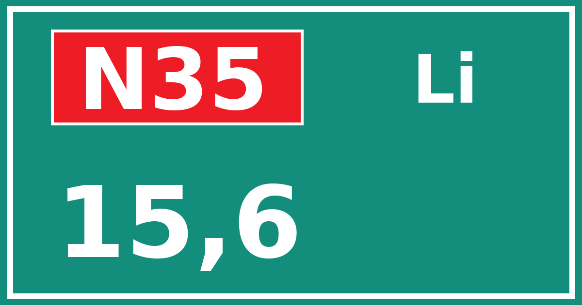 Hectometerbord N35 15,6 zijde Li