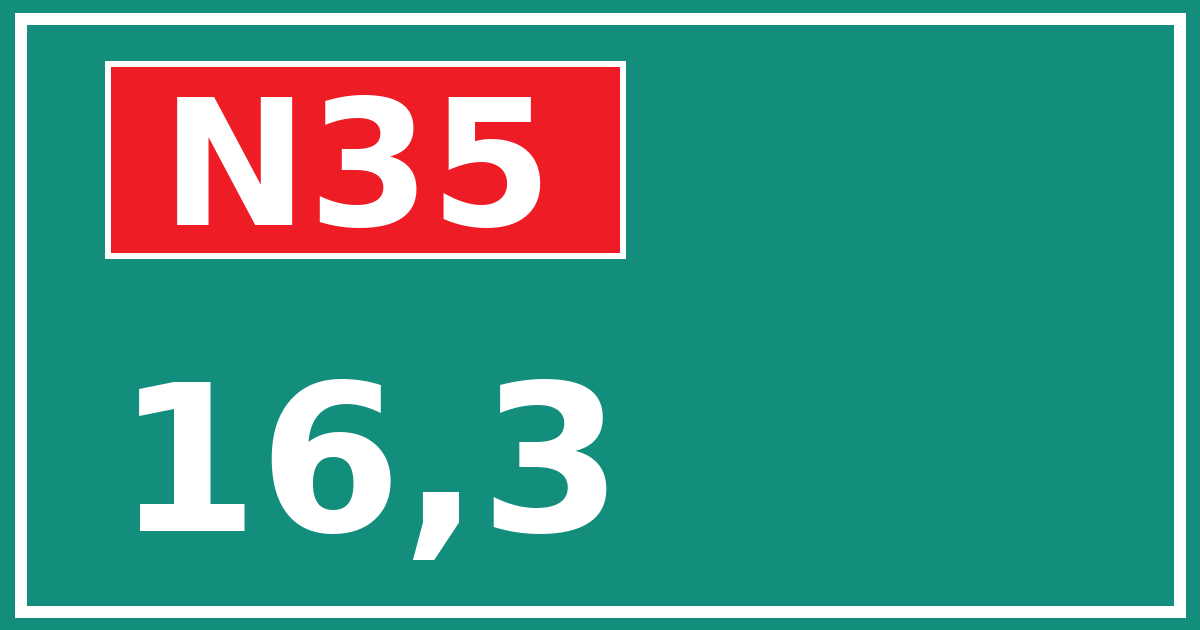 Hectometerbord N35 16,3