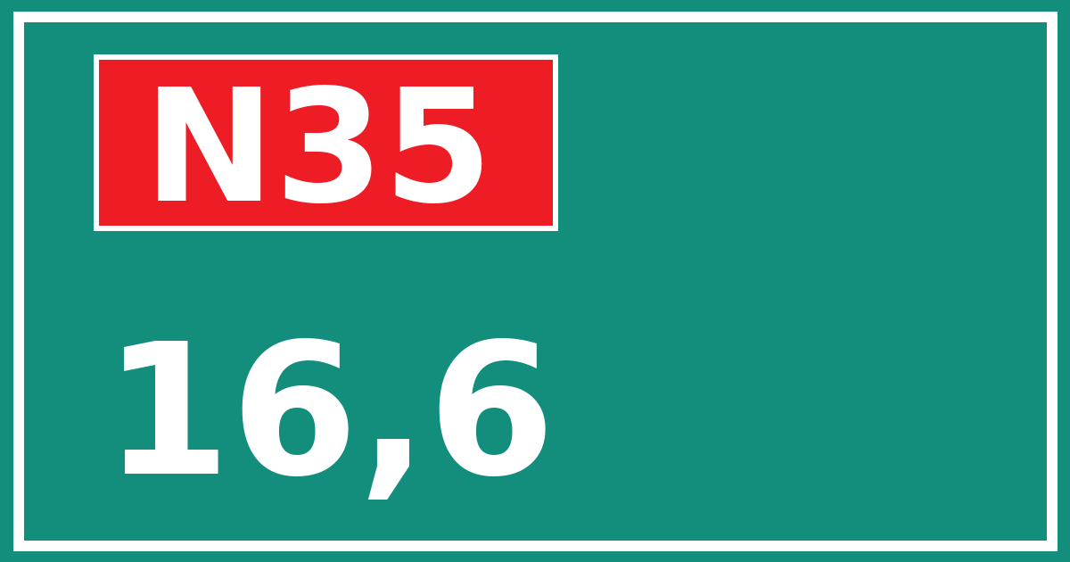 Hectometerbord N35 16,6
