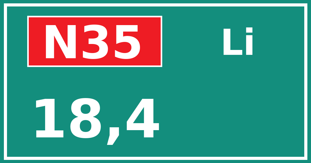 Hectometerbord N35 18,4 zijde Li
