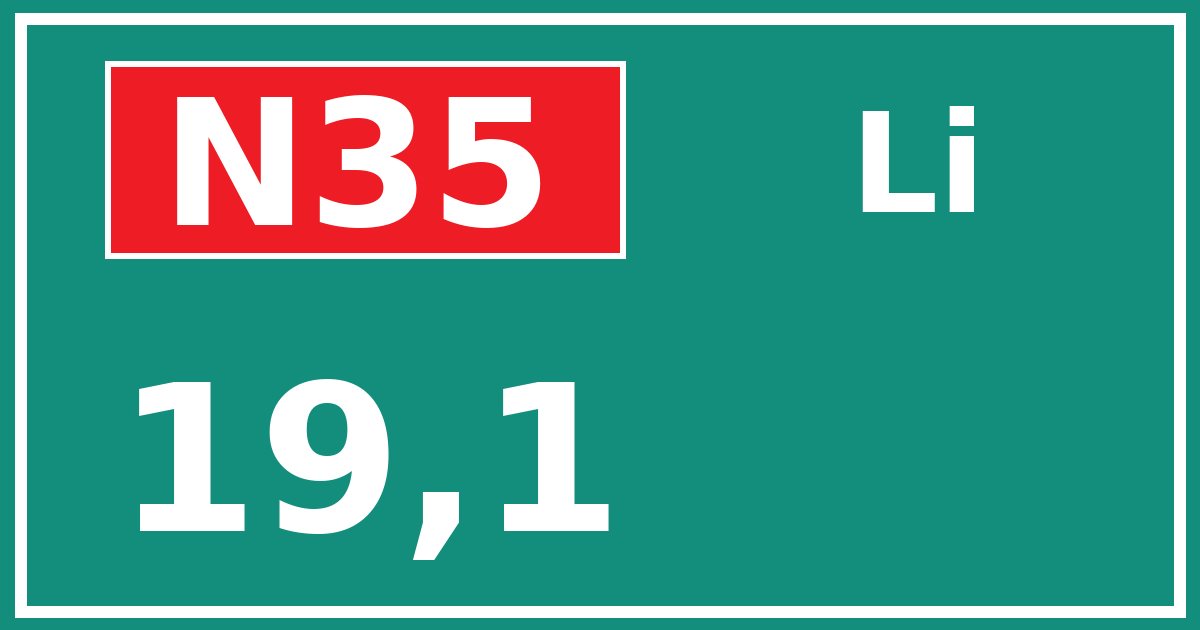 Hectometerbord N35 19,1 zijde Li
