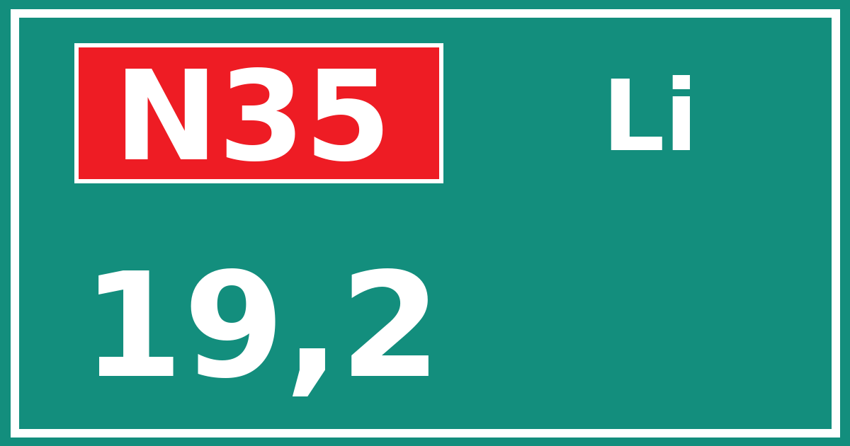 Hectometerbord N35 19,2 zijde Li