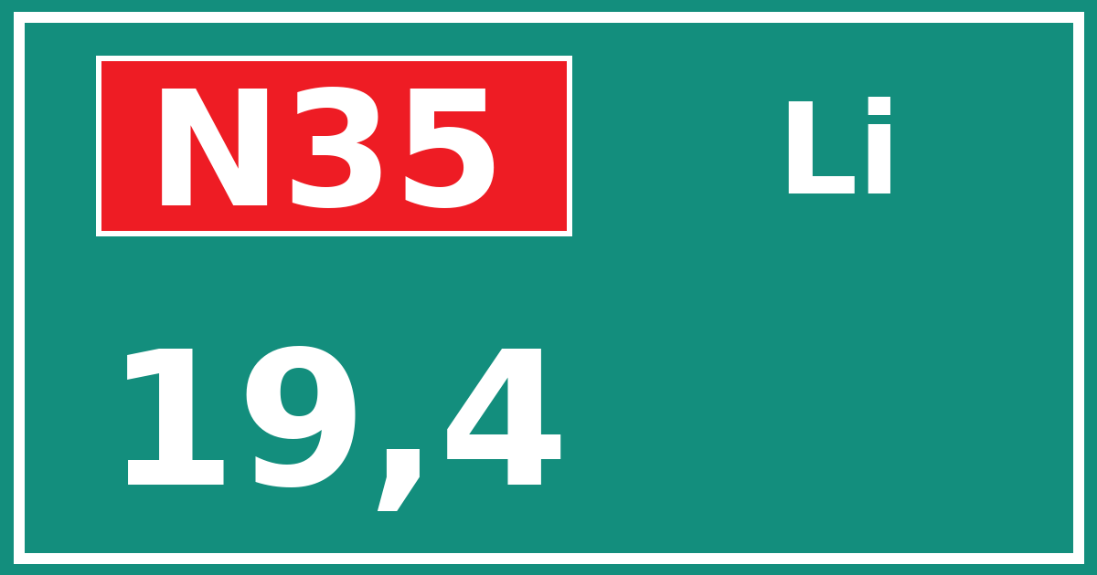 Hectometerbord N35 19,4 zijde Li
