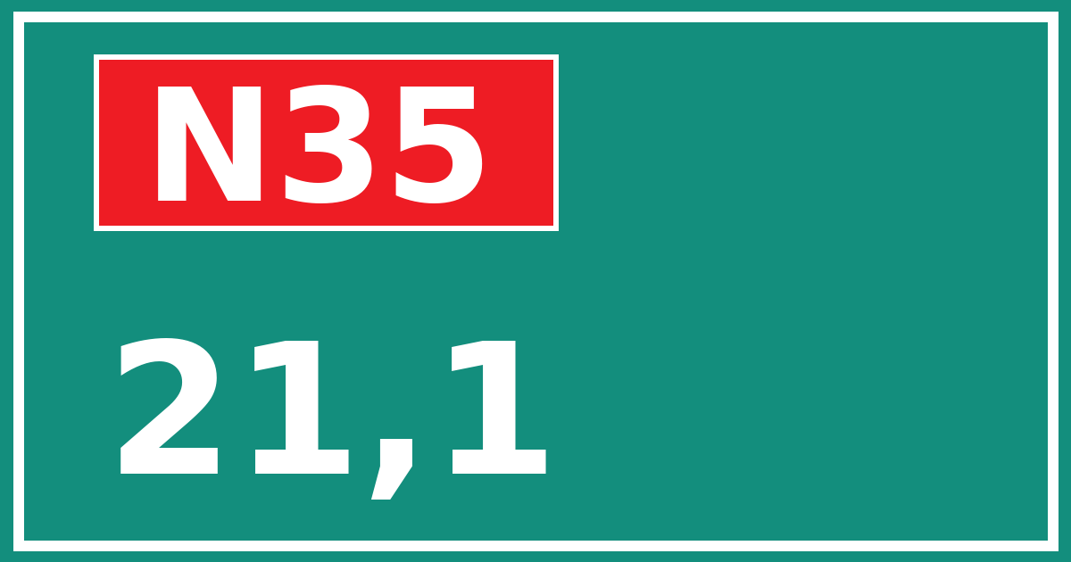 Hectometerbord N35 21,1