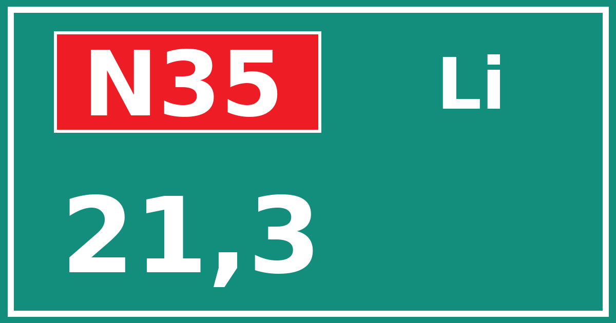 Hectometerbord N35 21,3 zijde Li