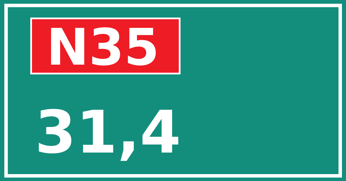 Hectometerbord N35 31,4