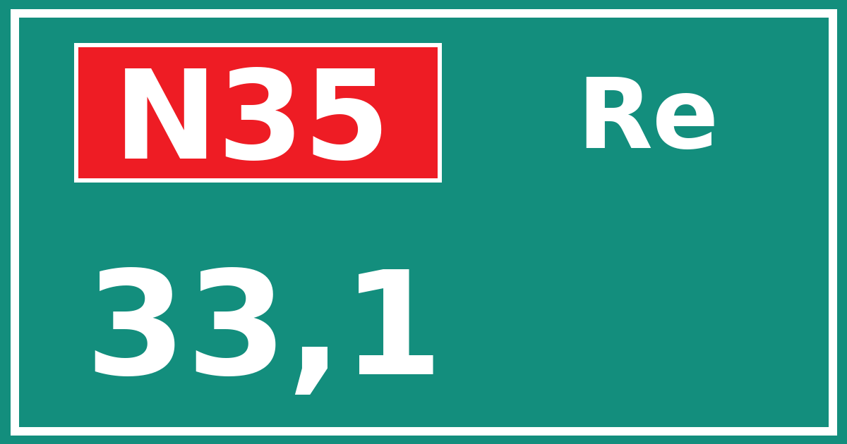 Hectometerbord N35 33,1 zijde Re