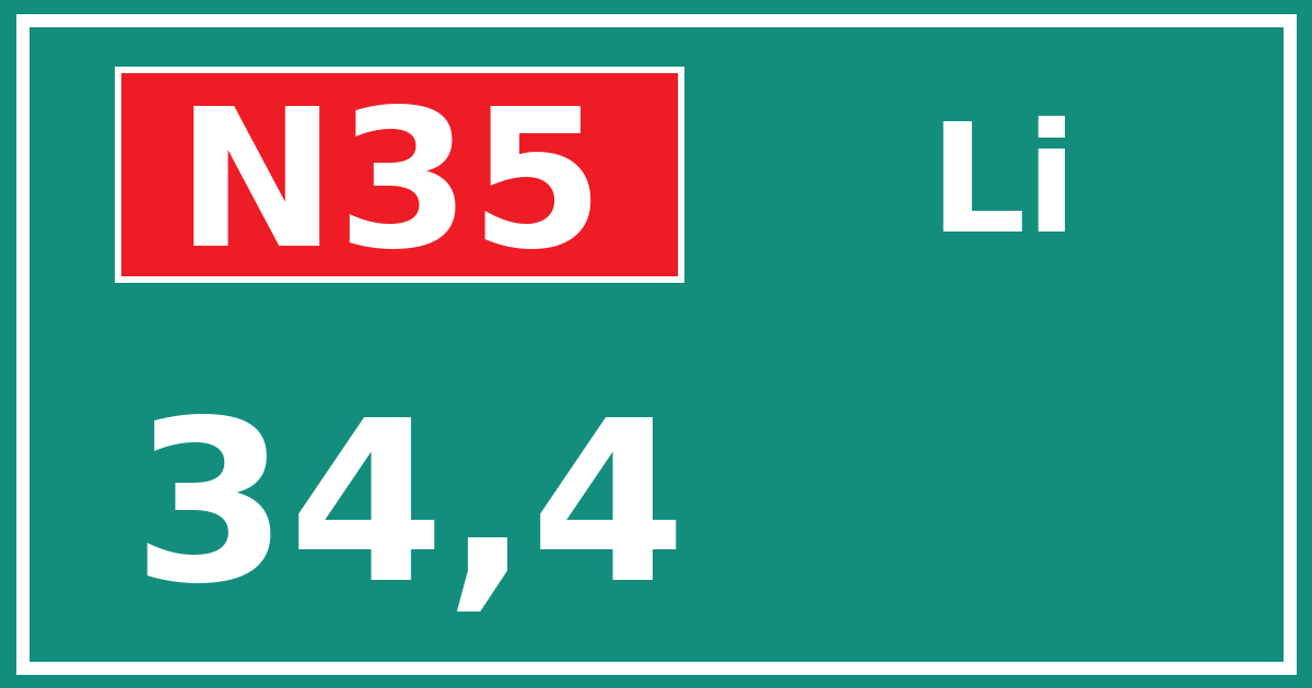 Hectometerbord N35 34,4 zijde Li