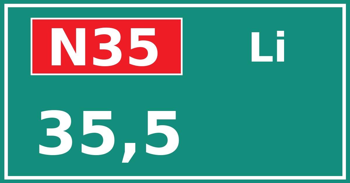Hectometerbord N35 35,5 zijde Li