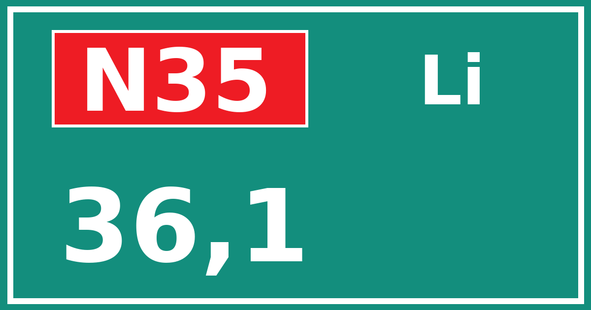 Hectometerbord N35 36,1 zijde Li