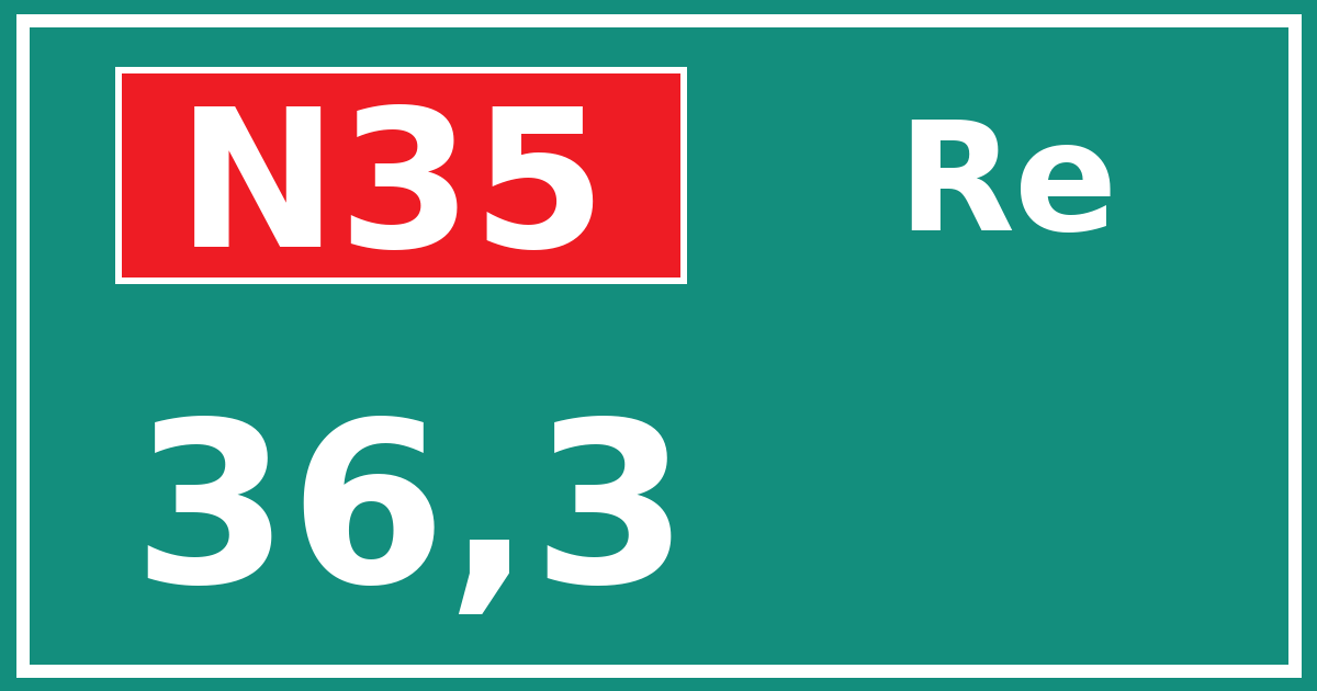 Hectometerbord N35 36,3 zijde Re
