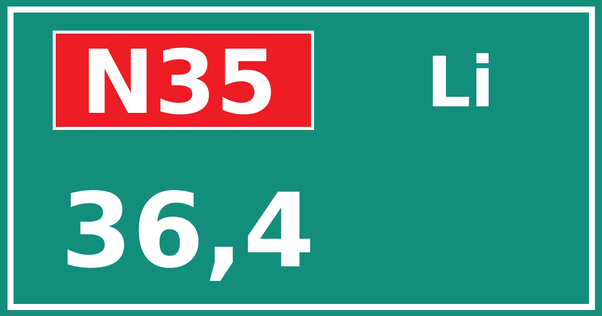 Hectometerbord N35 36,4 zijde Li