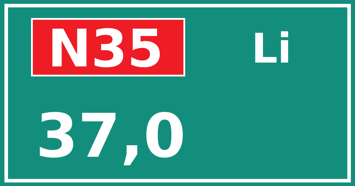 Hectometerbord N35 37,0 zijde Li