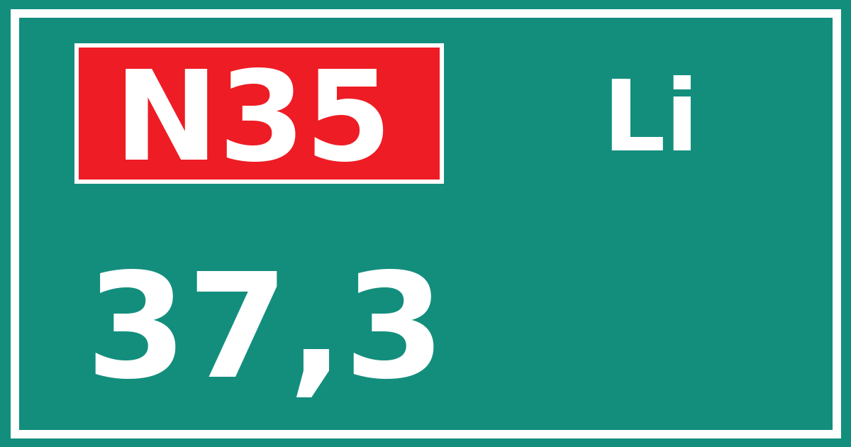Hectometerbord N35 37,3 zijde Li