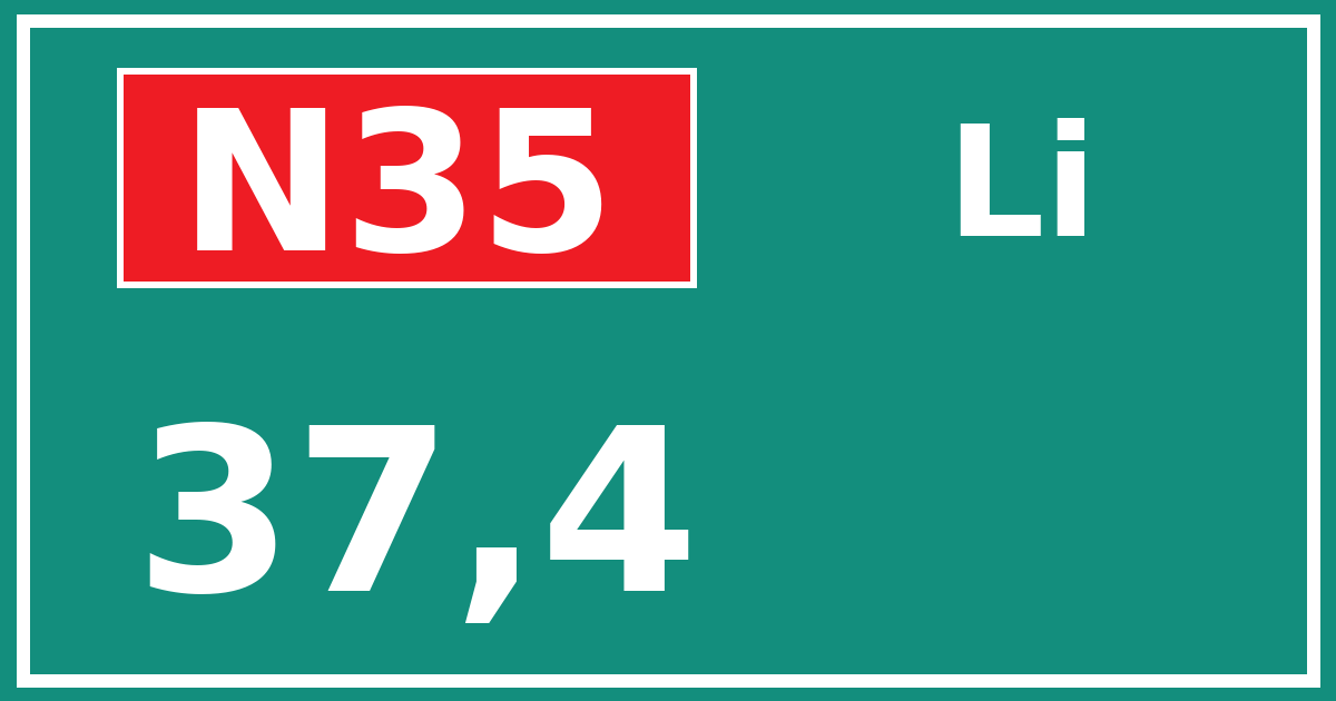 Hectometerbord N35 37,4 zijde Li
