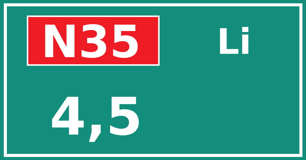 Hectometerbord N35 4,5 zijde Li