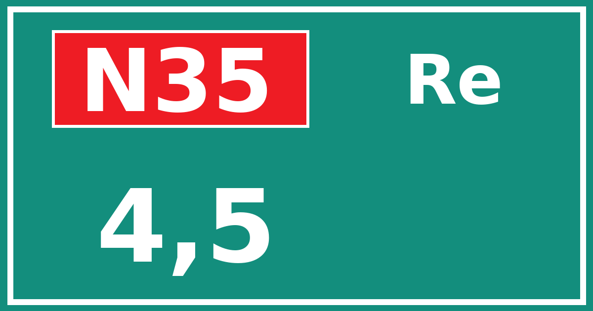 Hectometerbord N35 4,5 zijde Re