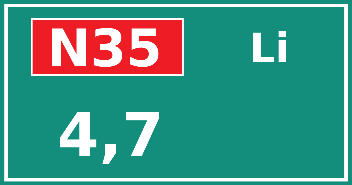 Hectometerbord N35 4,7 zijde Li