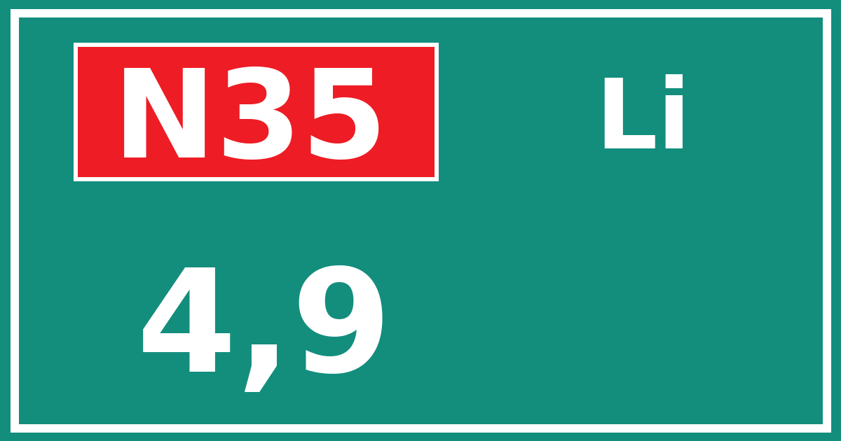 Hectometerbord N35 4,9 zijde Li