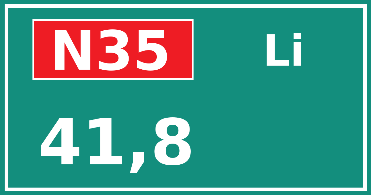 Hectometerbord N35 41,8 zijde Li