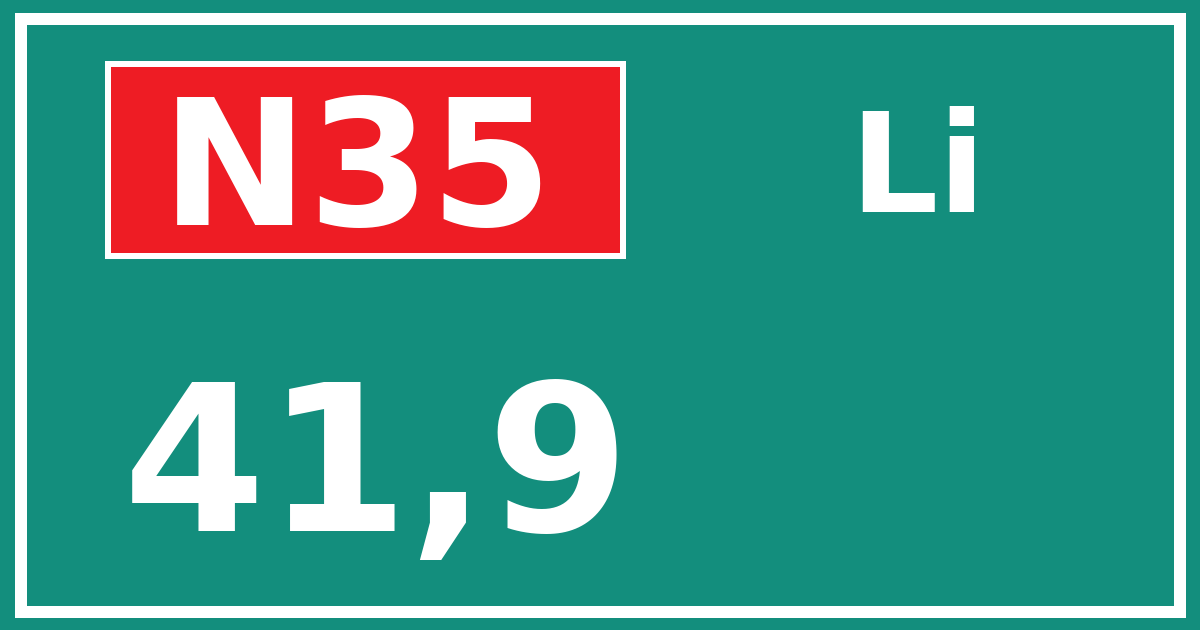 Hectometerbord N35 41,9 zijde Li