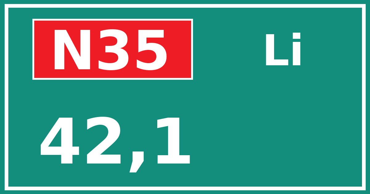 Hectometerbord N35 42,1 zijde Li