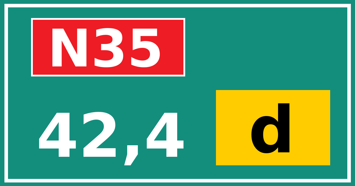 Hectometerbord N35 42,4 letter d