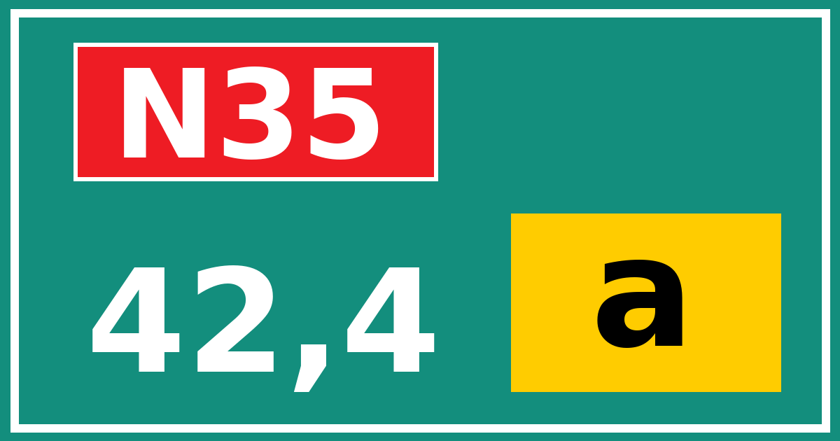Hectometerbord N35 42,4 letter a